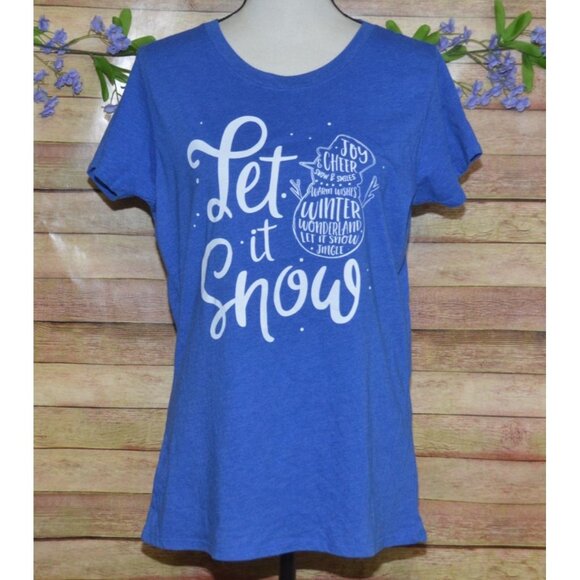 Great Christmas Theme Lot of Holiday Time Ladies Tees T-Shirts Size L 12-14 - Picture 2 of 12